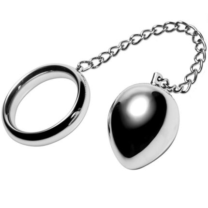 C-ring with chain and anal ball made in stainless steelMeasures:  	45mm diam. Ring	45 mm analegg	17cm long ChainDiscover your fetish side!