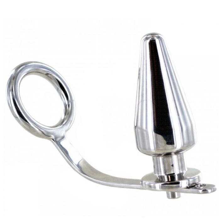 This cockring is for BDSM but can be used for everybody that wishes an extra pleasure.	Ergonomic and designed for extra pleasure	Hypoallergenic	Stainless steelMeasures: 	Cockring diam : 45 mm 	Plug diam: 50 mm