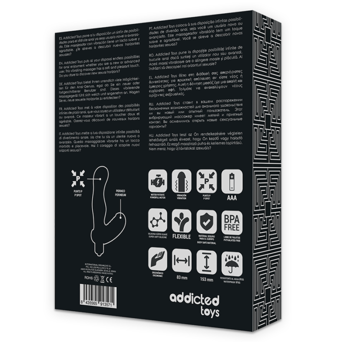 and extremely hygienic medical grade silicone	Ideal for beginners and for trying anal experiences	Plug measurements; 8 X 15cm (Look at the image to detail measurements)	Powerful motor	Intense vibration	Flexible	Safe Material	Waterproof	It works with 1 AAA battery not included.What should I keep in mind when using anal toys?This product from Addicted toys enriches both sexual games as a couple and extensive solo games. For a smooth enjoyment with anal toys you should definitely use lubricant