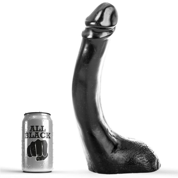 This All Black dildo is soft and supple for the ultimate pleasure. This toy will pleasure you feel for hours with his realistic jerk and balls. Lubricants based on both water and sillicone can be used. It is important to clean the dildo thoroughly after use.Each toy is individually tightly wrapped in a transparent plastic protective case.	Dimensiones: 29 x 5 x 5 cm