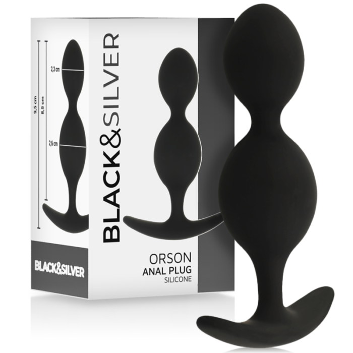 A design designed for a delicious progressive introduction. The Black&Silver™ Orson™ Plug is an ideal toy for both beginners and experts in anal play. Their rigidity is not without flexibility and the variety of shapes and sizes make them essential for all lovers of anal sex. They are easy to clean and the touch of the silicone with which they are made is extra soft.Why Black&Silver™ Orson™ we give you 4 exclusive reasons that will send you looking for these silky-touch anal beads.	Body friendly silicone	Unisex: The device can be used by people of all genders	Perfectly suitable for use underwater.	Ideal for beginners and advanced playersBlack&Silver™ Orson™The beginning of a very satisfying anal game!	Measures; 9.5cm total length x 2.3cmDISCOVER Black&Silver™ Orson™!	Endless pleasures with this velvet touch silicone anal stimulator. Endowed with several projections and valleys