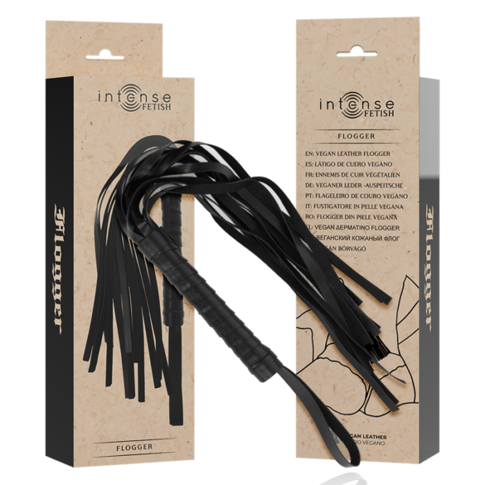 The vegan leather whip from the INTENSE FETISH brand is an accessory designed for adult enthusiasts looking to delve into their most passionate and sensual desires. This whip has been meticulously crafted using high-quality vegan leather