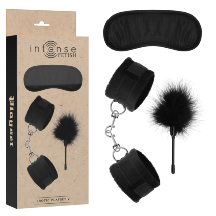 The INTENSE FETISH erotic set is a captivating ensemble designed to explore the depths of pleasure in the adult world. This set combines essential elements of excitement and sensuality: handcuffs