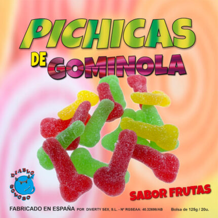 FRUITS FLAVOR WITH SUGAR GUMMY BOXChewy candies of different flavors in the shape of a penis