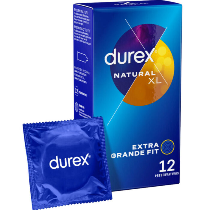 Durex Natural XL are extra-large condoms for greater comfort. Durex Natural XL features: Extra-large smooth natural rubber latex condom Transparent and lubricated Its shape fits comfortably where you need it most Nominal Width: 60mm The special way Durex Natural XL is made makes them smell better so there are no uncomfortable distractions