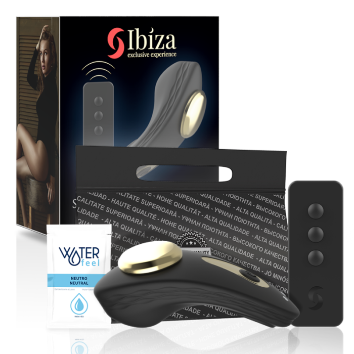 Ibiza™ Silicione Panty vibrator attaches discreetly to the panties and stimulates the clitoris thanks to its ergonomic shape and its intense vibrations. The bodysafe silicone for the skin and the remote control from the completely discreet remote control result in a unique toy.Ibiza™ Silicione Panty vibrator: Travel clitoral vibratorThe Ibiza™ Silicione Panty vibrator offers highly sexual stimulation on the go: The panty vibrator attaches to the panties thanks to a comfortable magnet