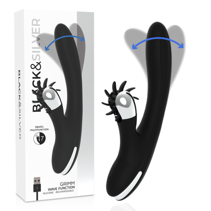 achieving an increase in power with greater durability. The Multi-function Squeel System incorporates different movement patterns for incredible clitoral stimulation. Its premium super soft silicone finish is a plus for the most demanding orgasms. All the vibrators and rotators in the new Black&Silver collection are rechargeable via USB