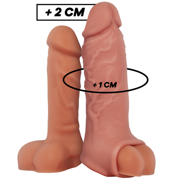 Increase your girth and intensify the pleasure for both of you with this VirilXL Extension penis sleeve. This soft