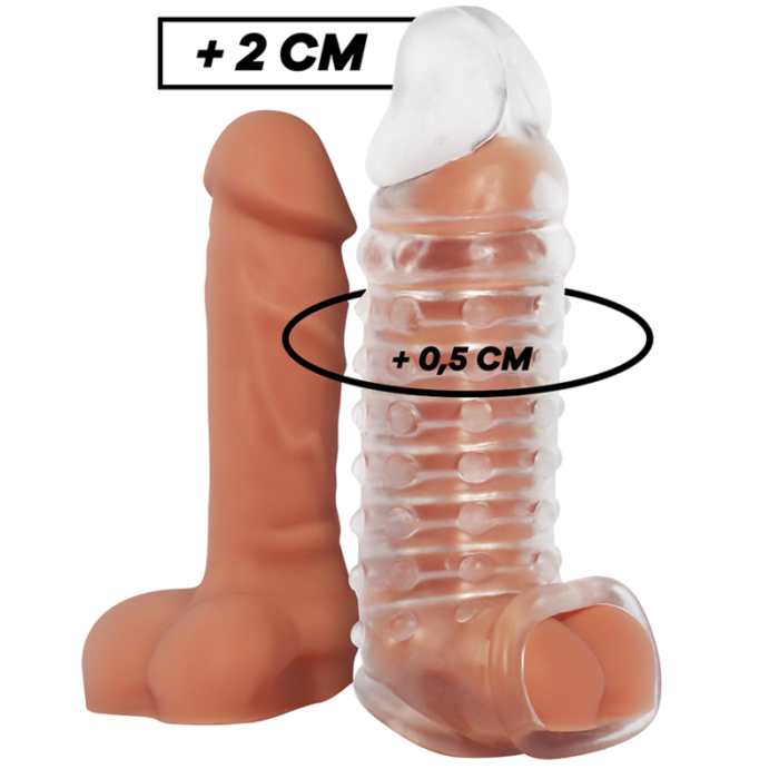 Increase your girth and intensify the pleasure for both of you with this VirilXL Extension penis sleeve. This soft