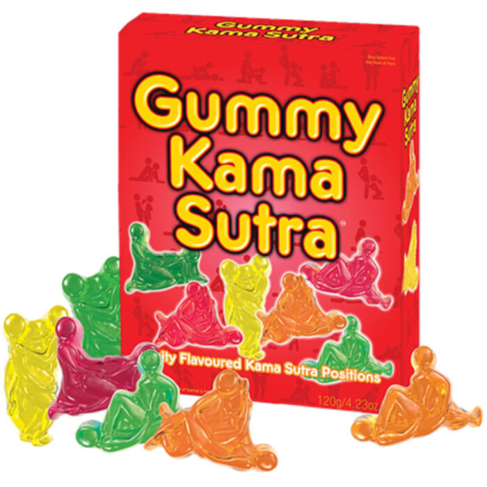 Delicious gummies of different colors and fruity flavors with the Kamasutra postures	Various flavours	fruity flavors	Kamasutra postures	Contains 120 gramsDelicious