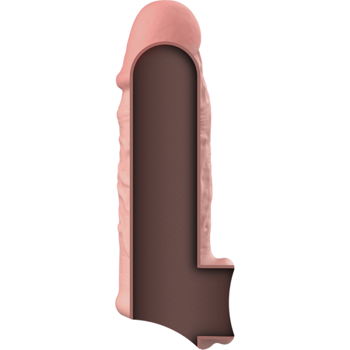 looks like a second skin or even better!Fulfill exciting fantasies when you slide your penis into the sleeve and your scrotum into the strap. Once this extension sleeve is secured