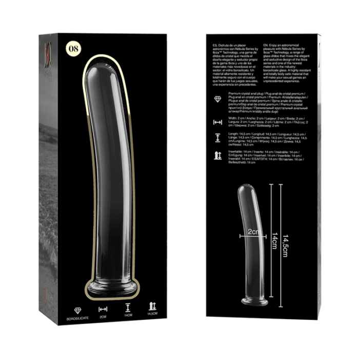 Klaasist dildo MODEL 8 14.5x2 cm (läbipaistev) - Lovex Erootikapood