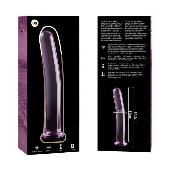 Klaasist dildo MODEL 8 14.5x2 cm (roosa) - Lovex Erootikapood