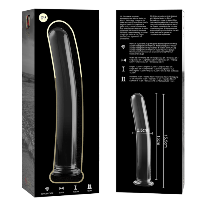 Klaasist dildo MODEL 9 15.5x2.5 cm (läbipaistev) - Lovex Erootikapood