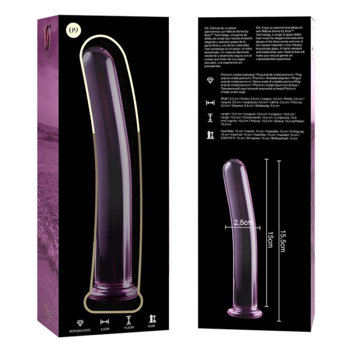 Klaasist dildo MODEL 9 15.5x2.5 cm (roosa) - Lovex Erootikapood