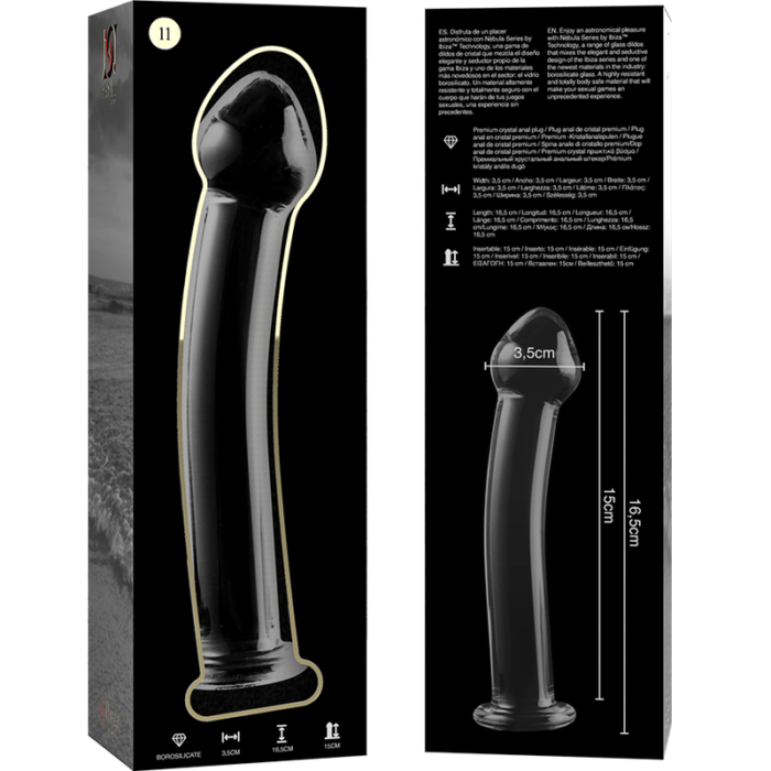 Klaasist dildo MODEL 11 16x3 cm (läbipaistev) - Lovex Erootikapood