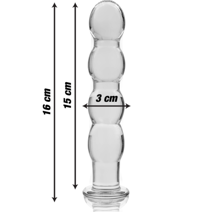 Klaasist dildo MODEL 10 16.5x3.5 cm (läbipaistev) - Lovex Erootikapood