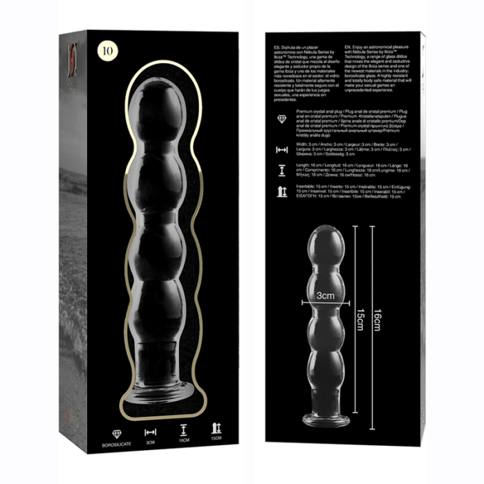 Klaasist dildo MODEL 10 16.5x3.5 cm (läbipaistev) - Lovex Erootikapood