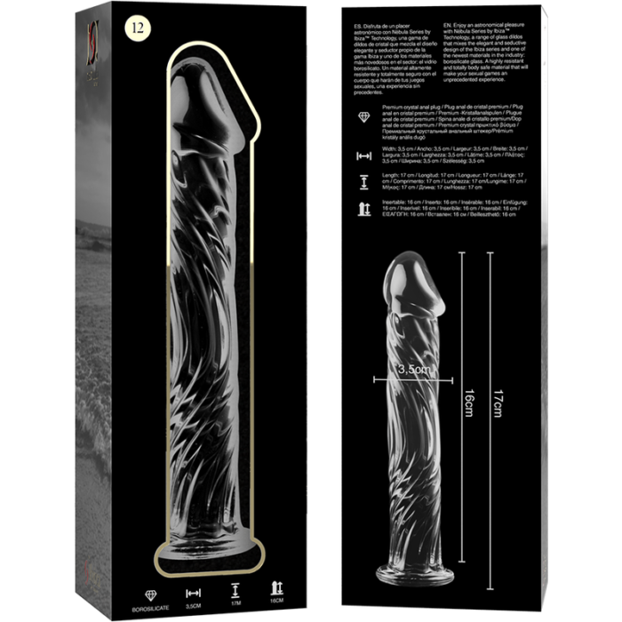 Klaasist dildo MODEL 12 17x3.5 cm (läbipaistev) - Lovex Erootikapood