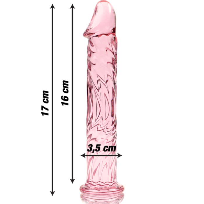 Klaasist dildo MODEL 12 17x3.5 cm (roosa) - Lovex Erootikapood