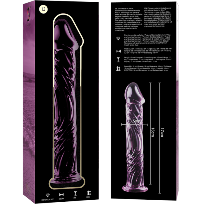 Klaasist dildo MODEL 12 17x3.5 cm (roosa) - Lovex Erootikapood