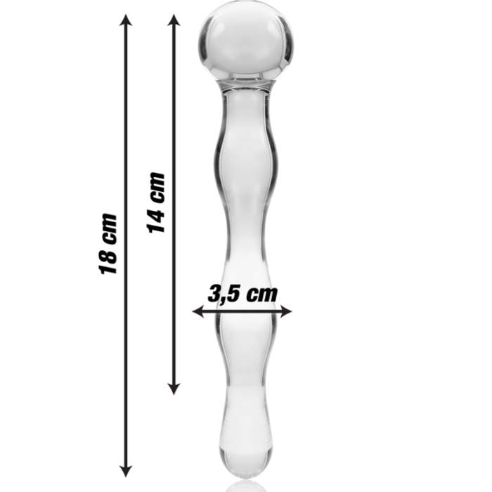 Klaasist dildo MODEL 13 18x3.5 cm (läbipaistev) - Lovex Erootikapood