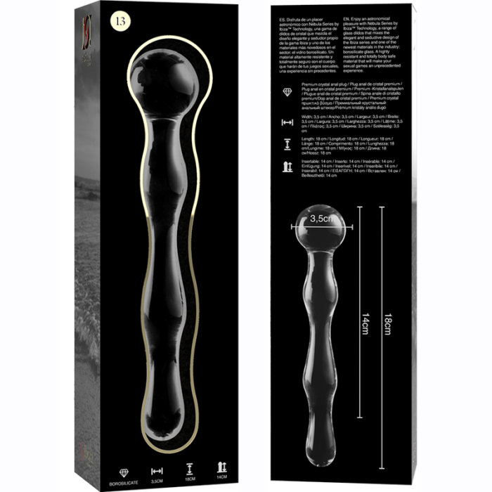 Klaasist dildo MODEL 13 18x3.5 cm (läbipaistev) - Lovex Erootikapood