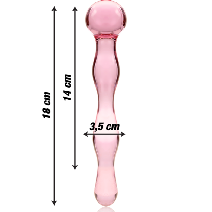 Klaasist dildo MODEL 13 18x3.5 cm (roosa) - Lovex Erootikapood