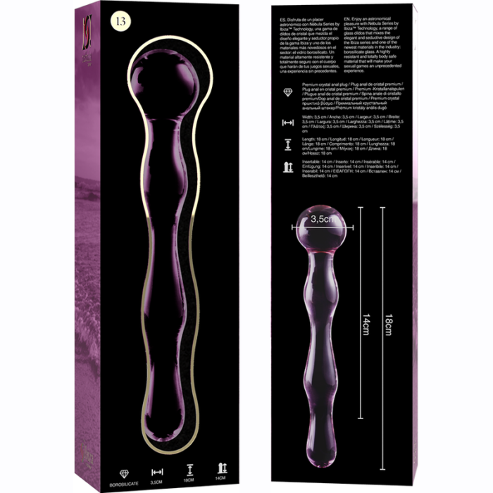 Klaasist dildo MODEL 13 18x3.5 cm (roosa) - Lovex Erootikapood