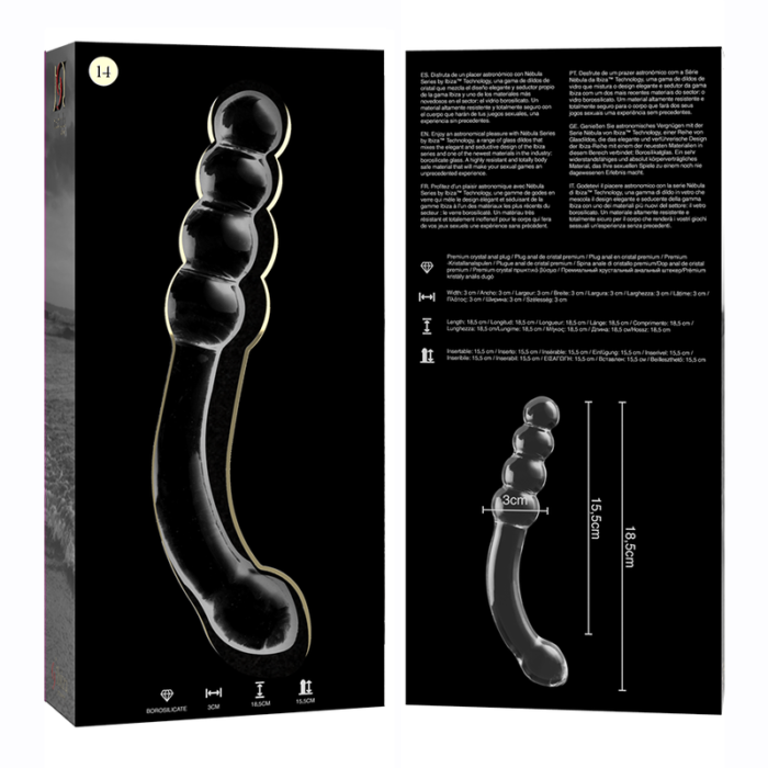 Klaasist dildo MODEL 14 18.5x3 cm (läbipaistev) - Lovex Erootikapood