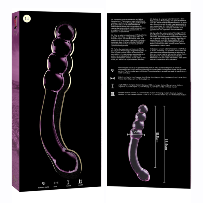 Klaasist dildo MODEL 14 18.5x3 cm (roosa) - Lovex Erootikapood