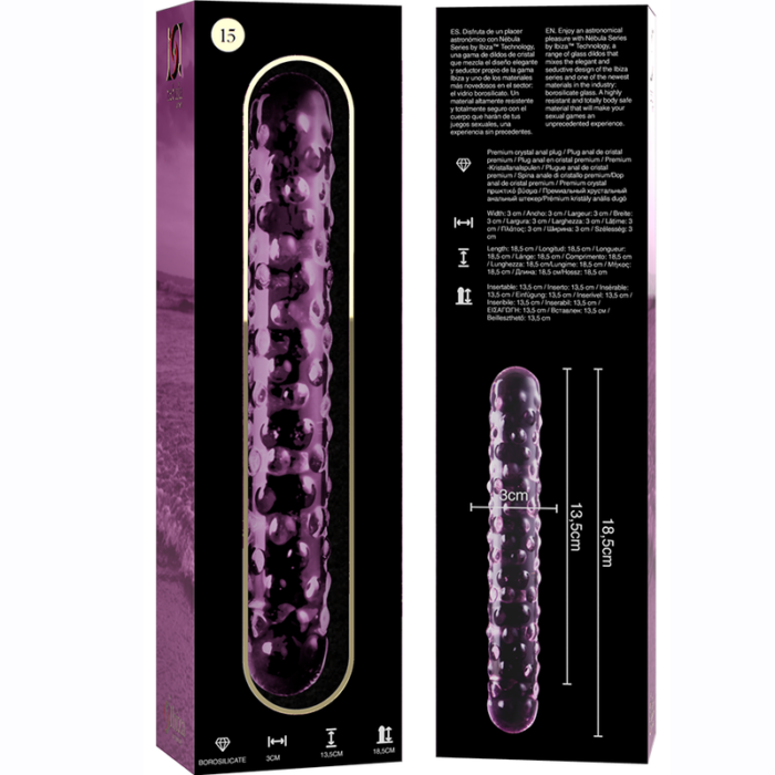 Klaasist dildo MODEL 15 18.5x3 cm (roosa) - Lovex Erootikapood