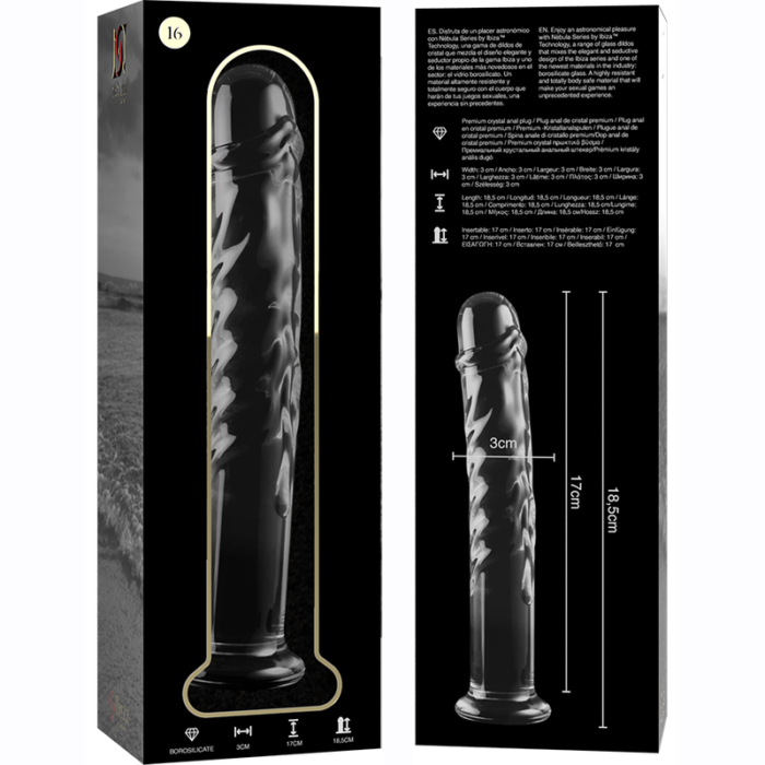 Klaasist dildo MODEL 16 18.5x3 cm (läbipaistev) - Lovex Erootikapood