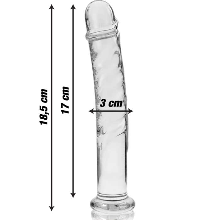 Klaasist dildo MODEL 16 18.5x3 cm (läbipaistev) - Lovex Erootikapood