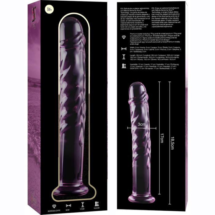 Klaasist dildo MODEL 16 18.5x3 cm (roosa) - Lovex Erootikapood