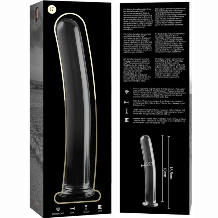 Klaasist dildo MODEL 17 18.5x3 cm (läbipaistev) - Lovex Erootikapood