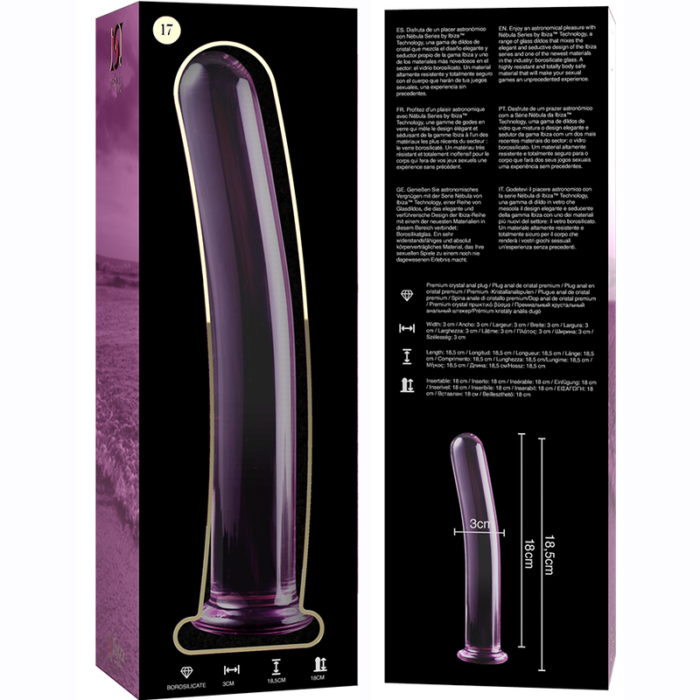 Klaasist dildo MODEL 17 18.5x3 cm (roosa) - Lovex Erootikapood