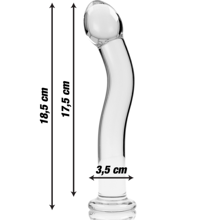 Klaasist dildo MODEL 18 18.5x3.5 cm (läbipaistev) - Lovex Erootikapood