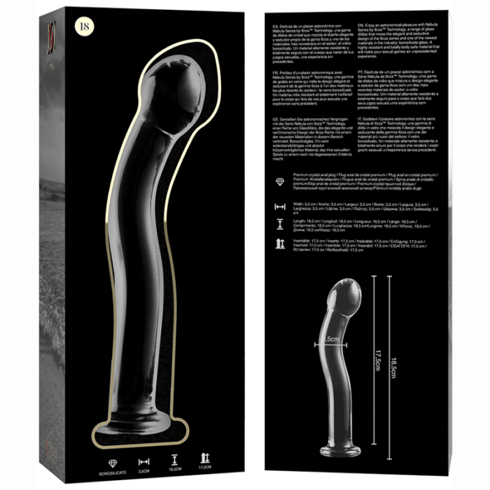 Klaasist dildo MODEL 18 18.5x3.5 cm (läbipaistev) - Lovex Erootikapood