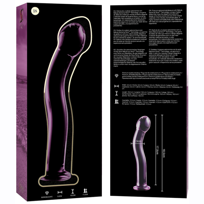 Klaasist dildo MODEL 18 18.5x3.5 cm (roosa) - Lovex Erootikapood