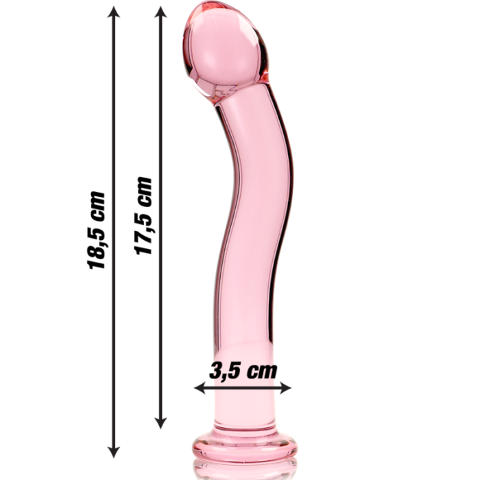 Klaasist dildo MODEL 18 18.5x3.5 cm (roosa) - Lovex Erootikapood