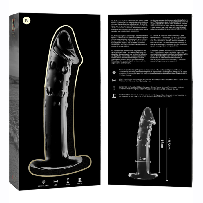 Klaasist dildo MODEL 19 18.5x4 cm (läbipaistev) - Lovex Erootikapood