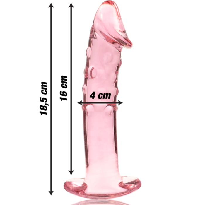 Klaasist dildo MODEL 19 18.5x4 cm (roosa) - Lovex Erootikapood