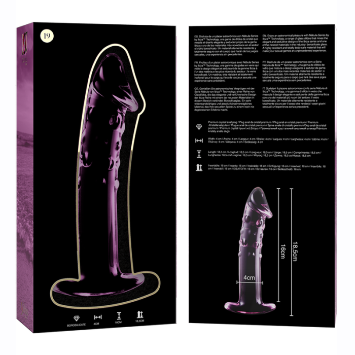 Klaasist dildo MODEL 19 18.5x4 cm (roosa) - Lovex Erootikapood