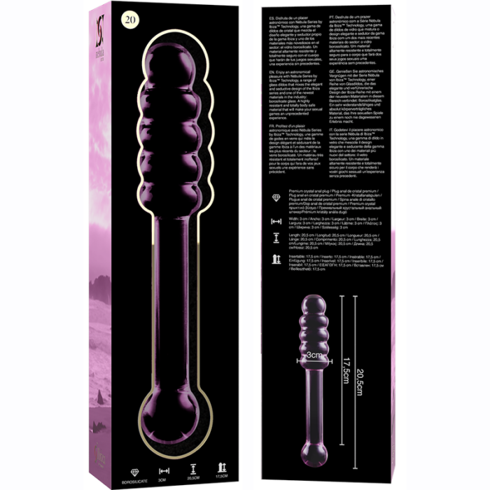 Klaasist dildo MODEL 20 20.5x3 cm (roosa) - Lovex Erootikapood