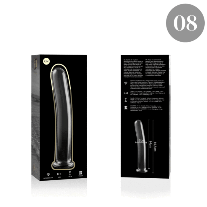 Klaasist dildo MODEL 8 14.5x2 cm (läbipaistev) - Lovex Erootikapood