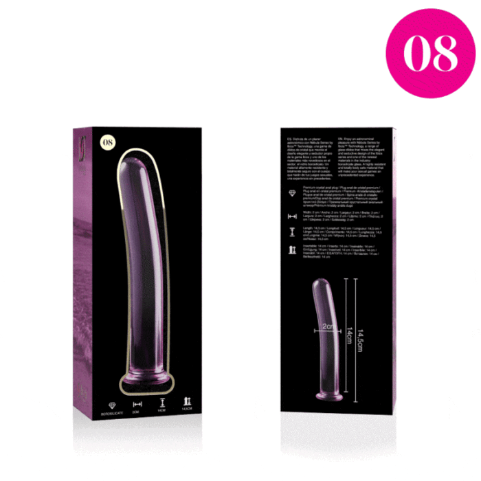 Klaasist dildo MODEL 8 14.5x2 cm (roosa) - Lovex Erootikapood