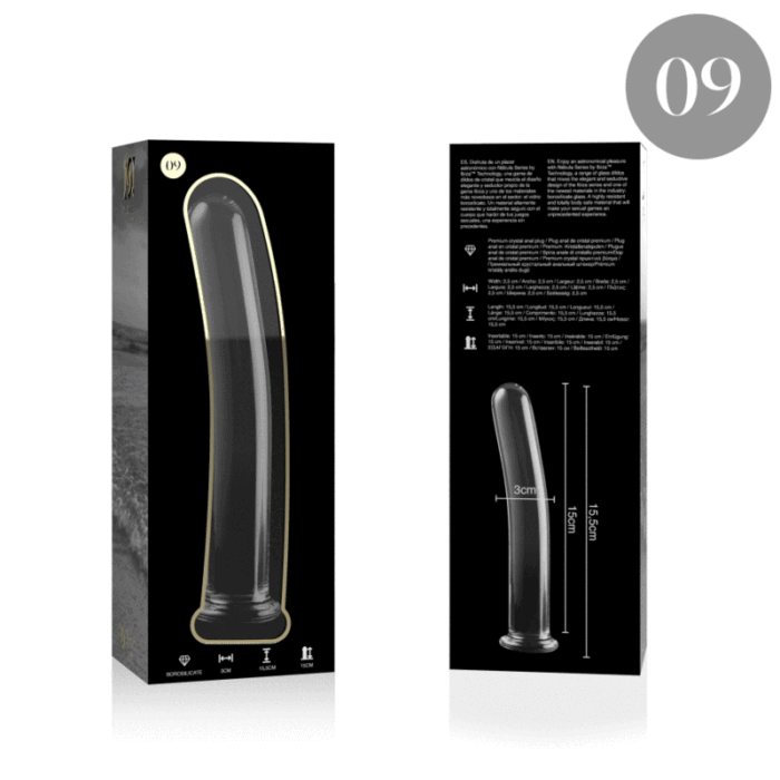 Klaasist dildo MODEL 9 15.5x2.5 cm (läbipaistev) - Lovex Erootikapood