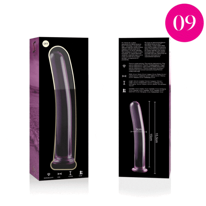 Klaasist dildo MODEL 9 15.5x2.5 cm (roosa) - Lovex Erootikapood