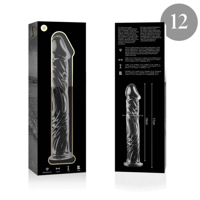 Klaasist dildo MODEL 12 17x3.5 cm (läbipaistev) - Lovex Erootikapood